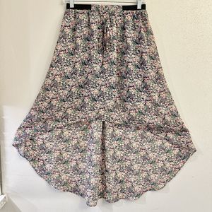 Princess Vera Wang Skirt Womens XS Floral‎ Print Tassel Tie Sheer High Low Hem